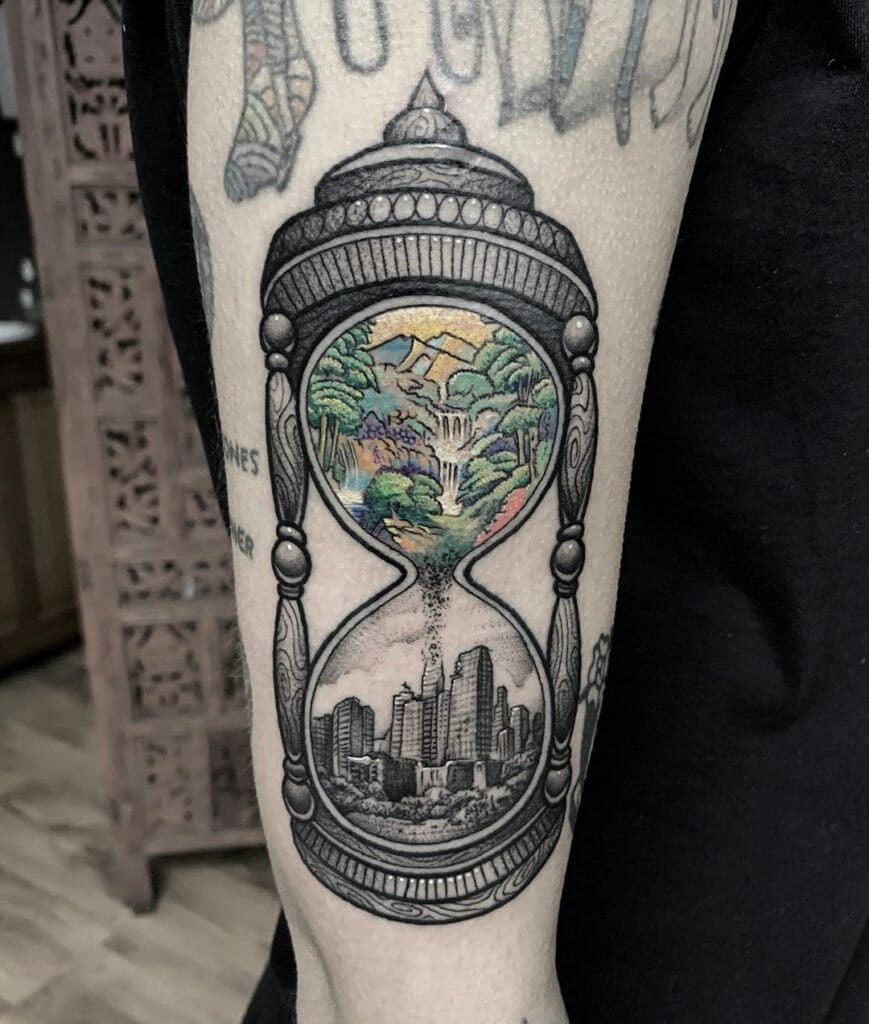 Hourglass sand timer tattoo