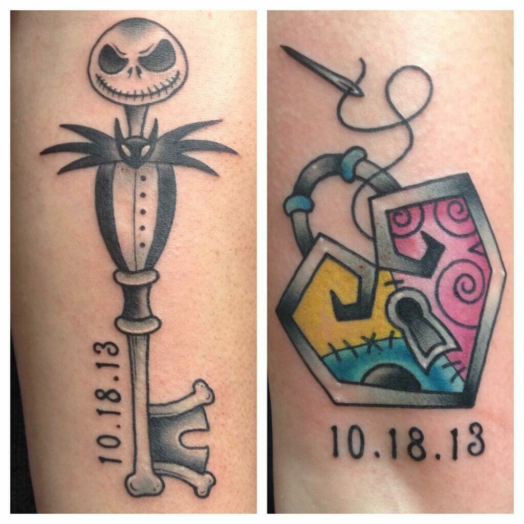 Jack And Sally Lock And Key Tattoo