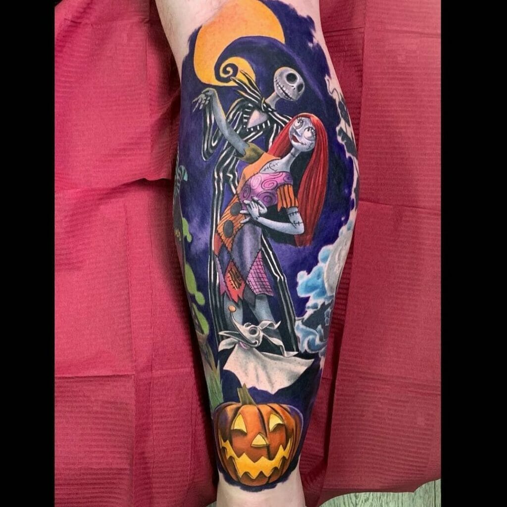 Jack And Sally Tattoo For Halloween And Christmas