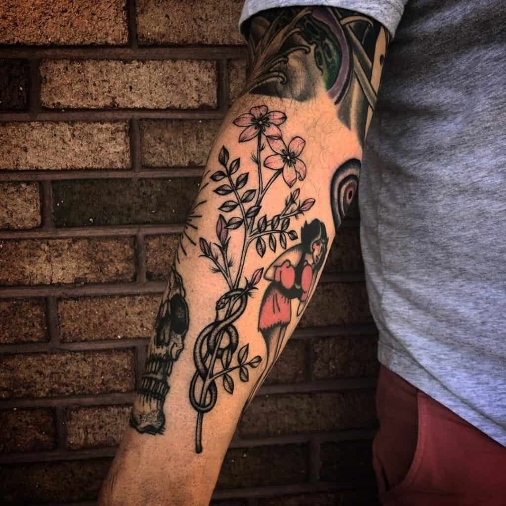 masculine mens floral tattoo sleeve