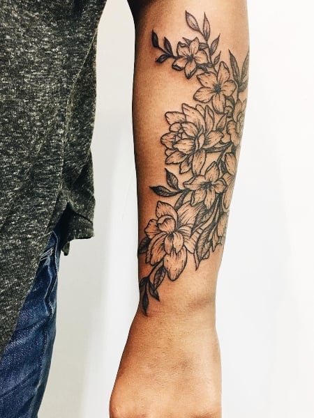 masculine mens floral tattoo sleeve