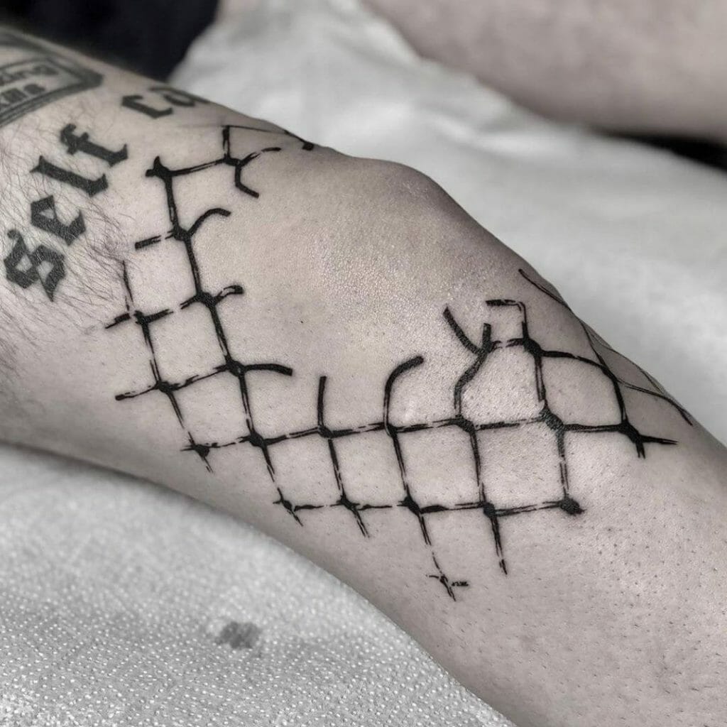 Knee Chain Link Fence Tattoo