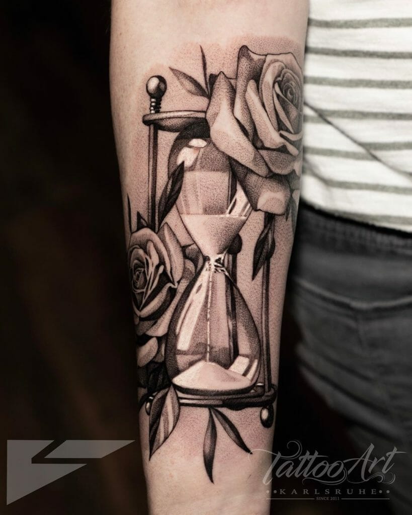 Life carpe diem hourglass tattoo