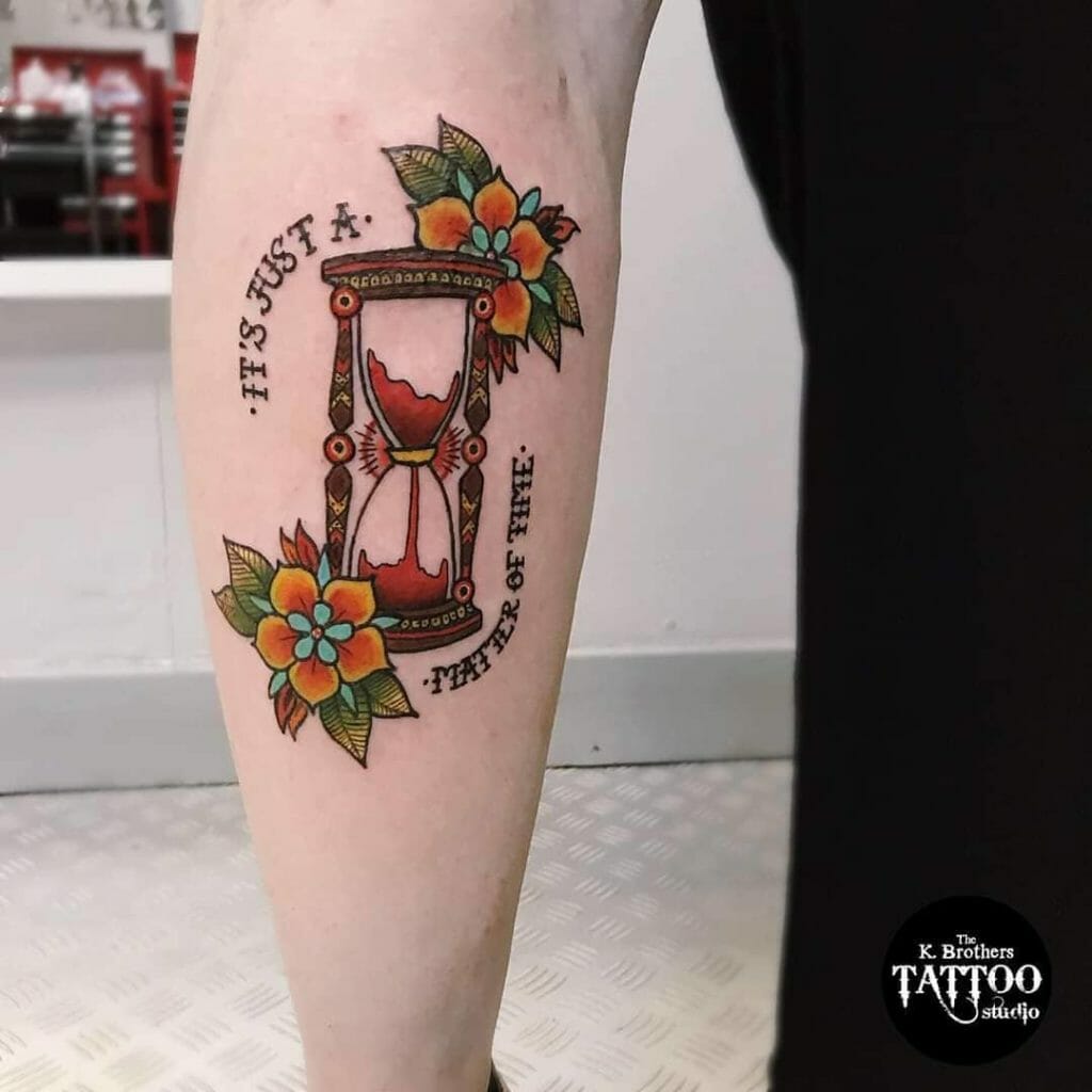 Life reminder hourglass sand tattoo