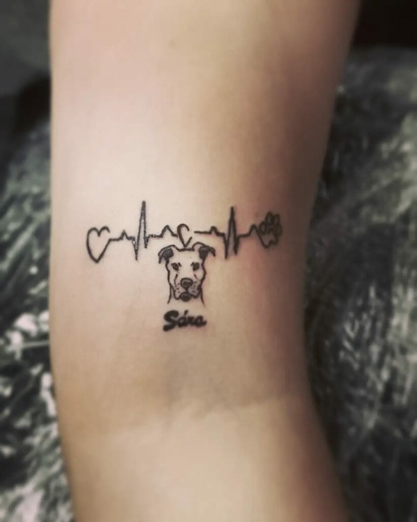 Lovely Heartbeat EKG Tattoo Designs For Pets