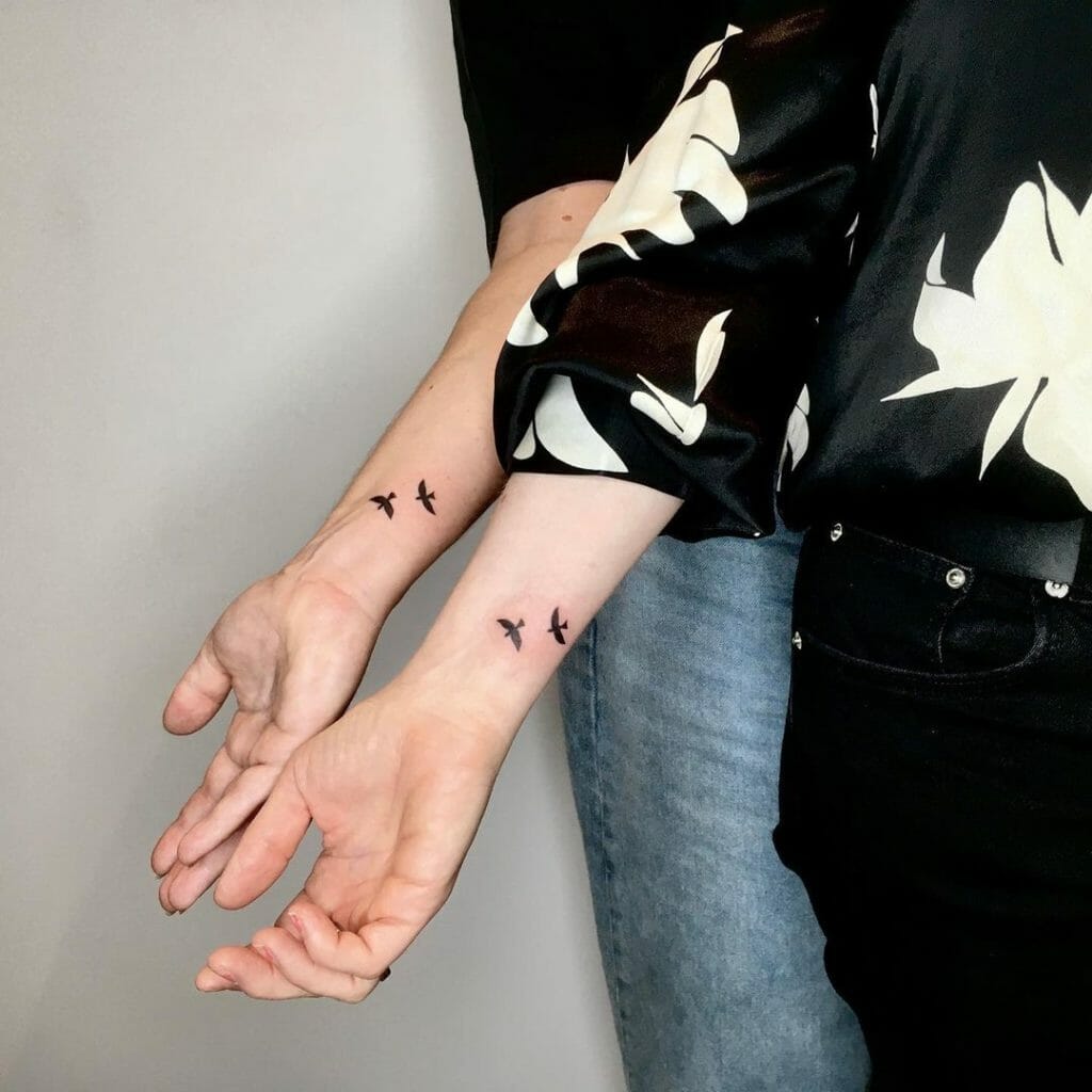 Matching Black Bird Tattoo