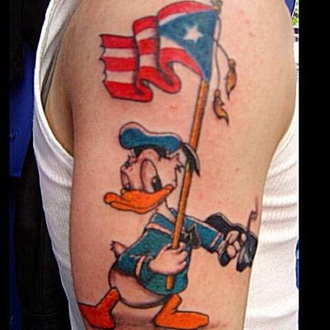 Mickey Mouse Puerto Rican Flag Tattoo