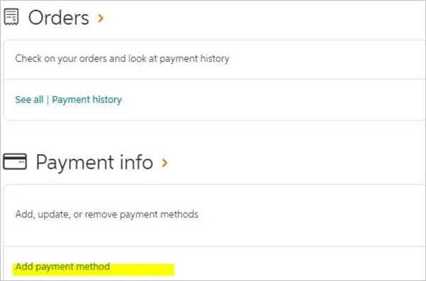 Payment Method Tab