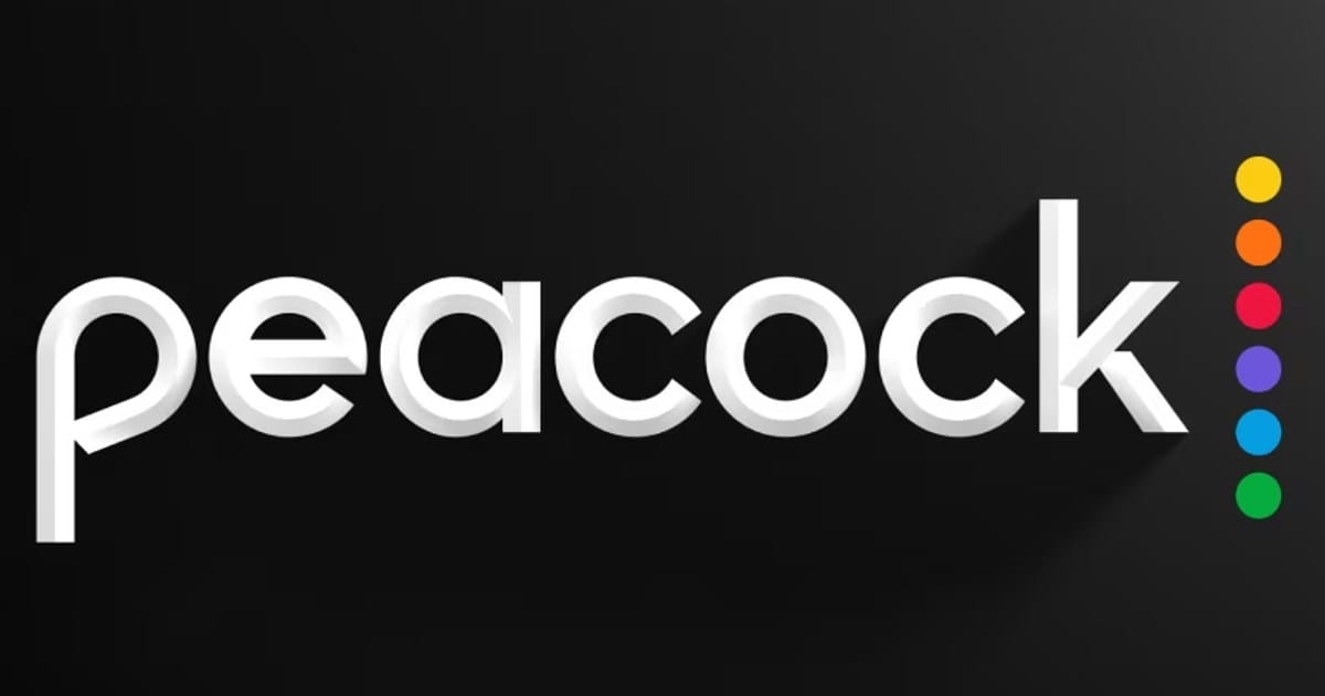 Peacock TV logo on black background