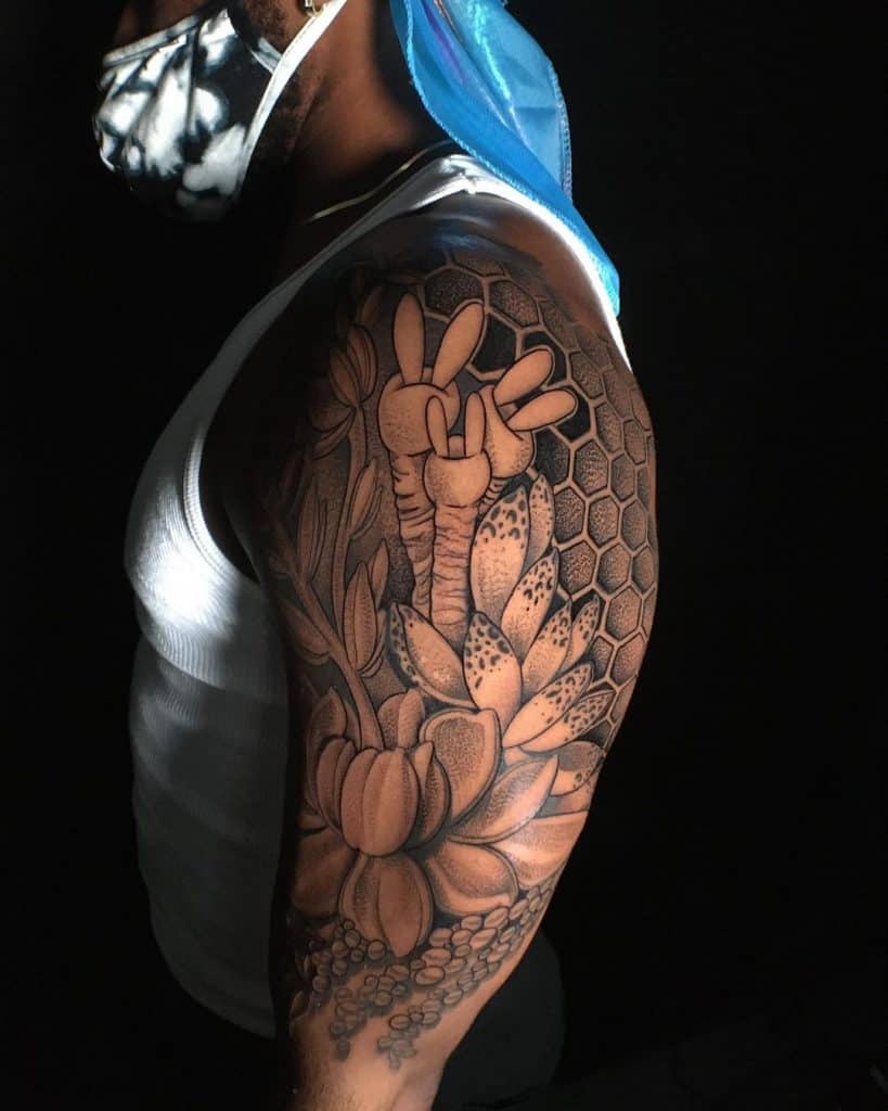 masculine mens floral tattoo sleeve