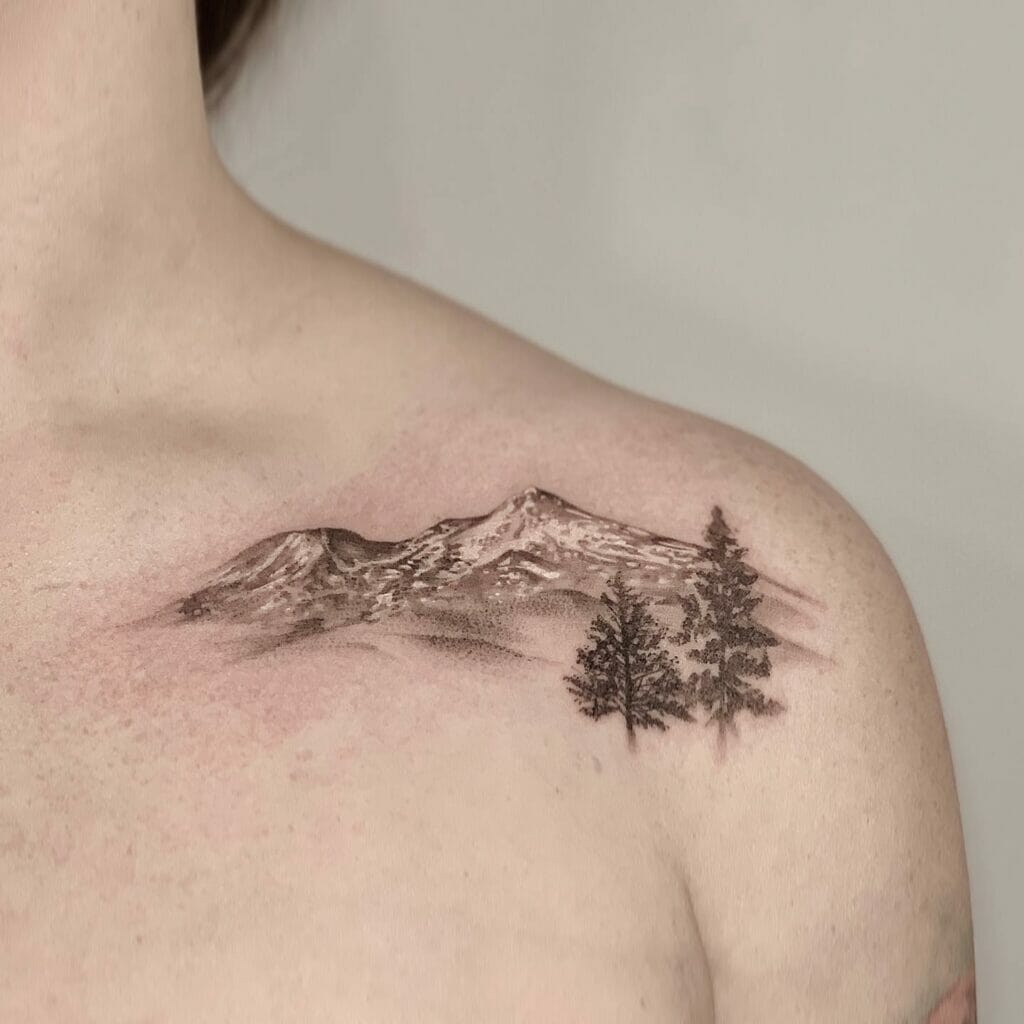 Realistic Mountain Tattoo