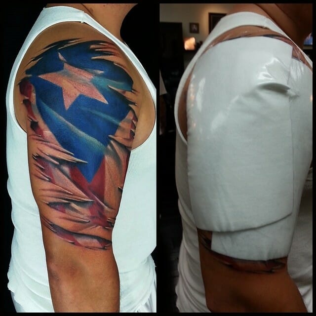 Realistic Puerto Rican Flag Tattoo