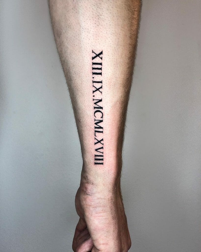 Roman Numerals Tattoo on Arm's Underside