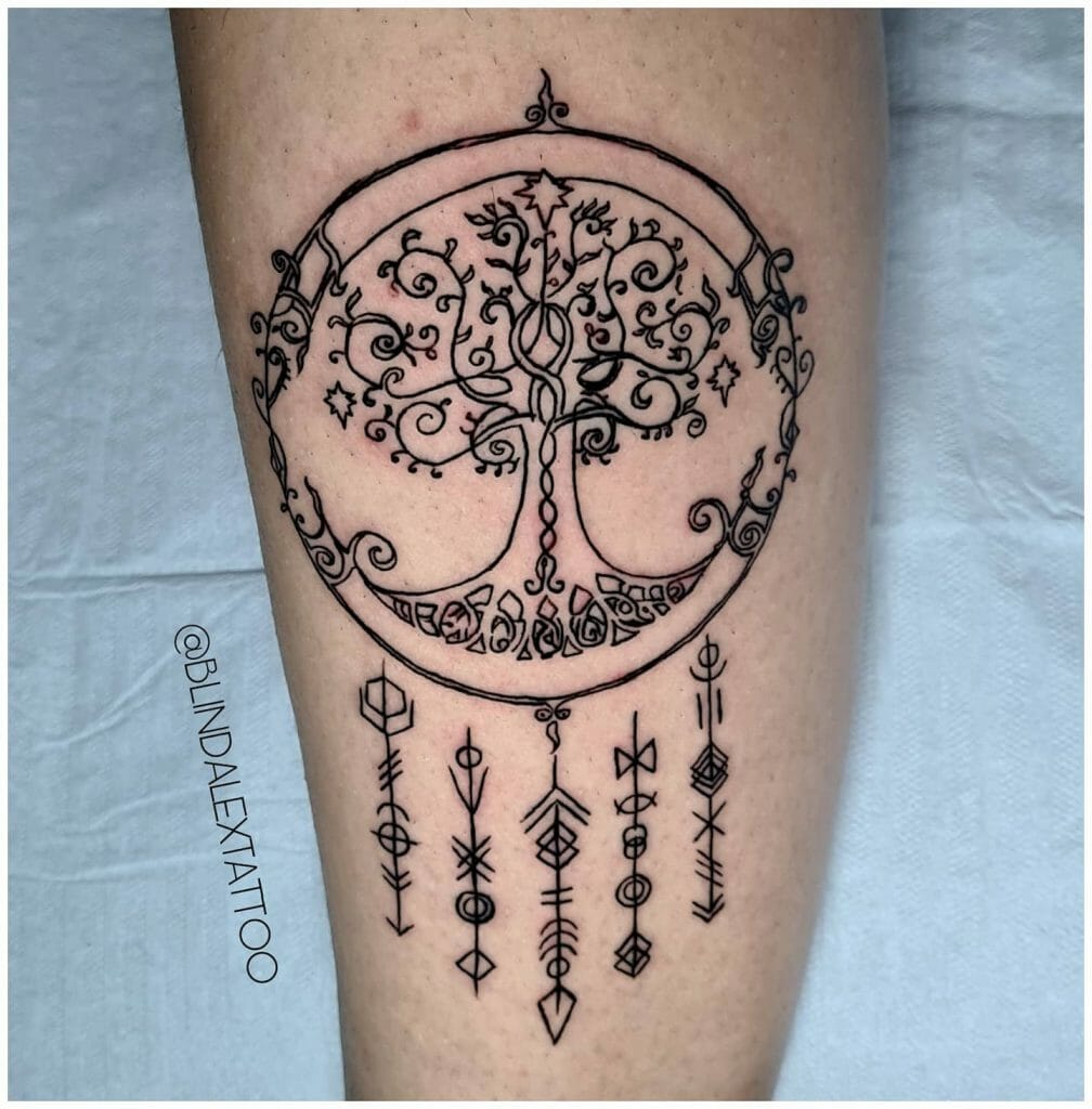 Runas en el tatuaje de Yggdrasil