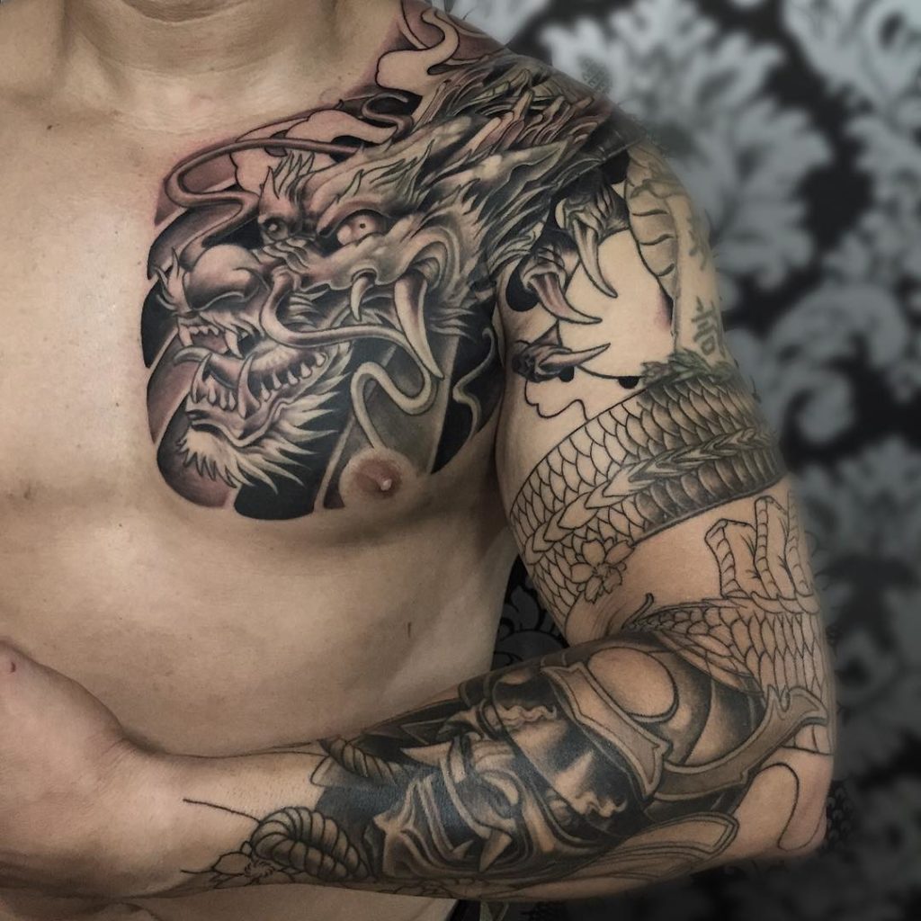 Samurai mask tattoo