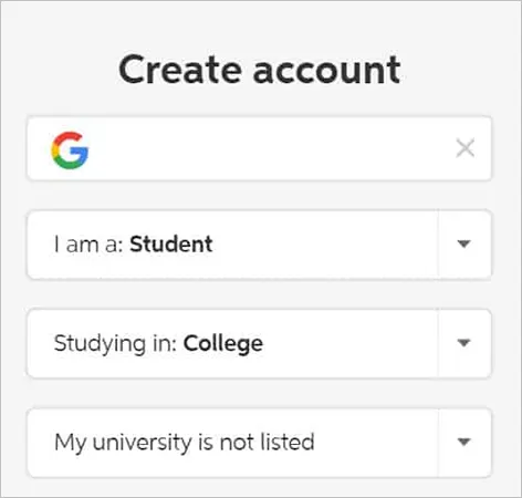 Select Tab I am Student and College