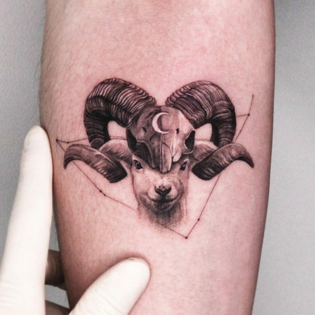 Sheep tattoo combined with your zodiac sign