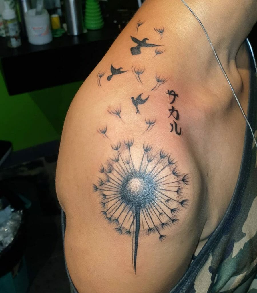 Shoulder Dandelion Tattoo