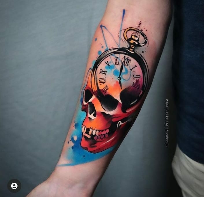 Skull Clock Tattoo