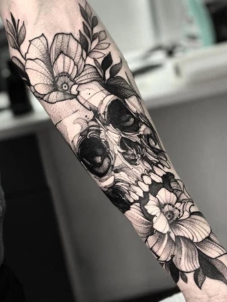 masculine mens floral tattoo sleeve