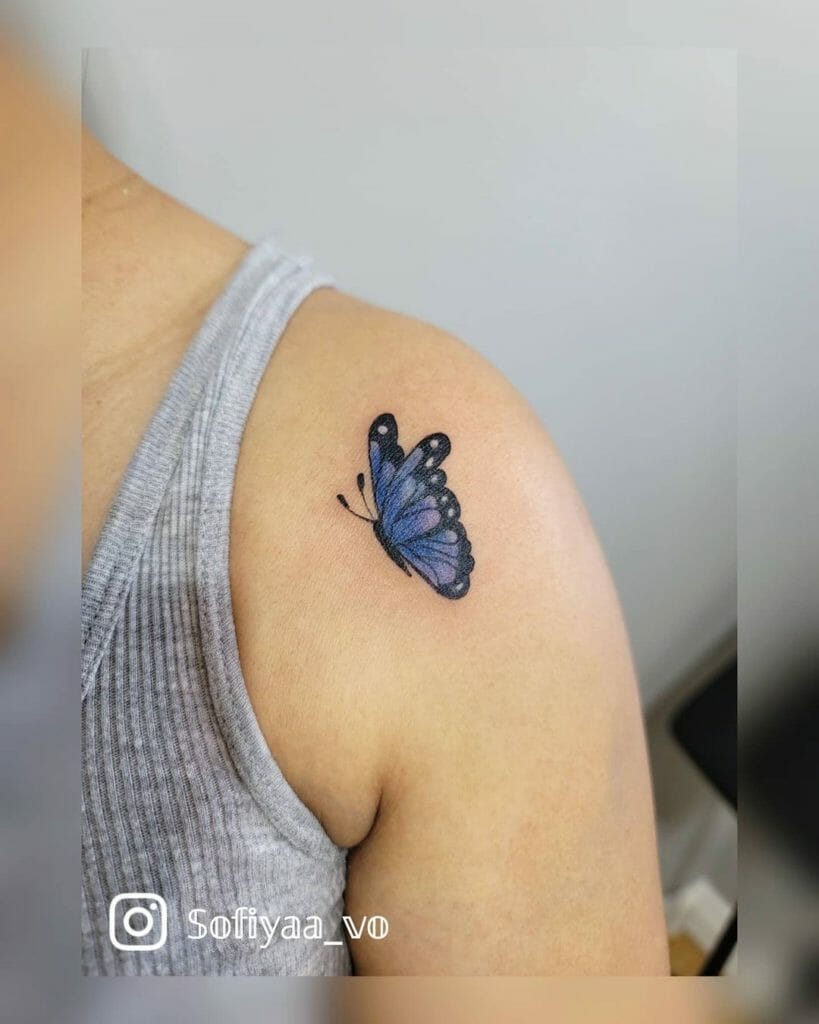 Small Blue Butterfly Tattoo