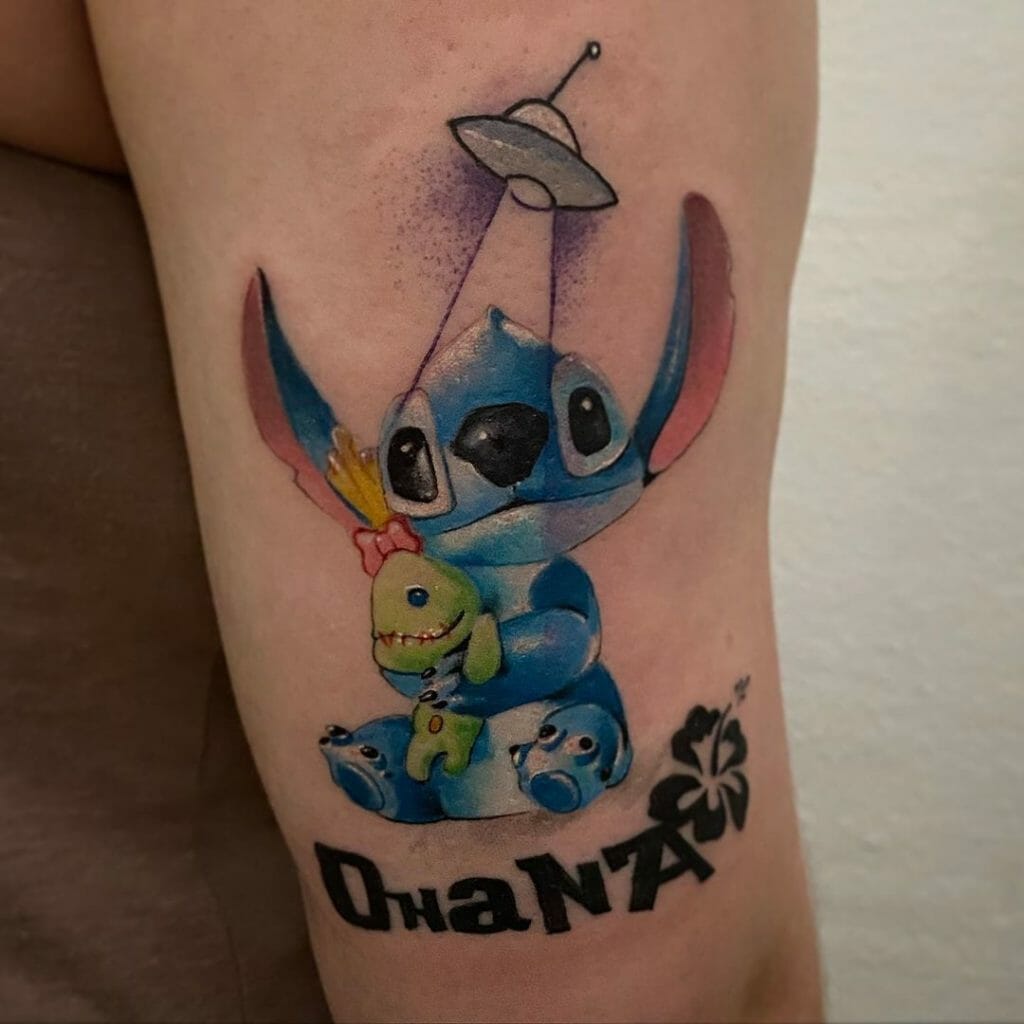 Stylized Alien Stitch Tattoo Tattoo Ideas