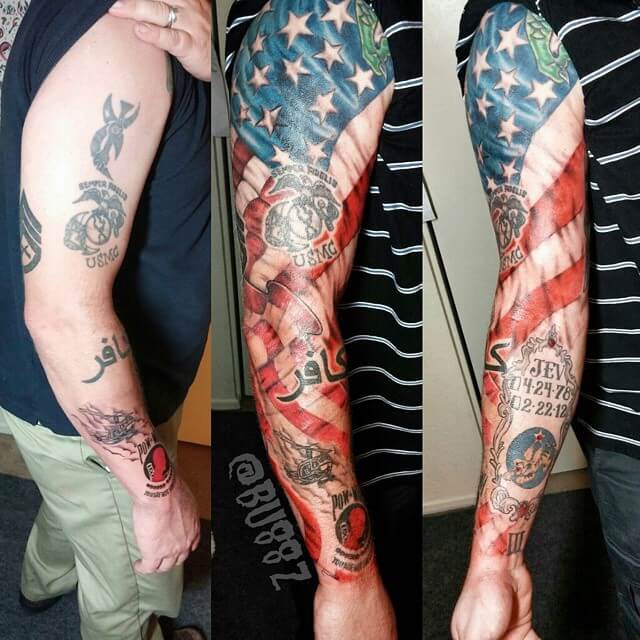 El tatuaje de la bandera estadounidense encubierto