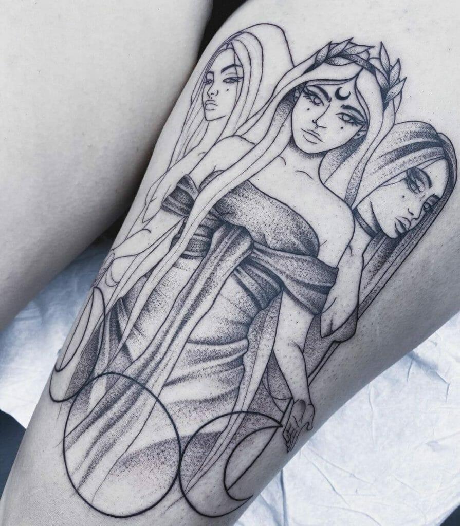 Tatuaje en la manga celta de la triple diosa