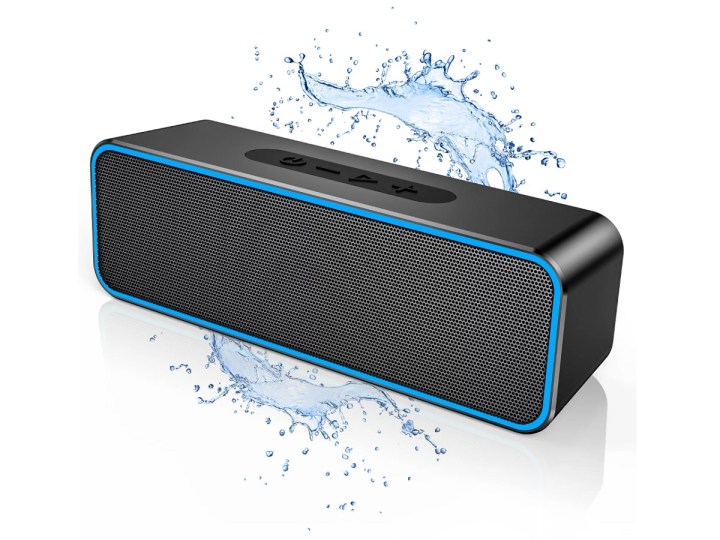 Portable Bluetooth speaker on white background.