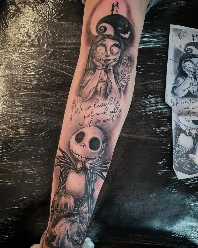 Together Jack Skellington And Sally Tattoo