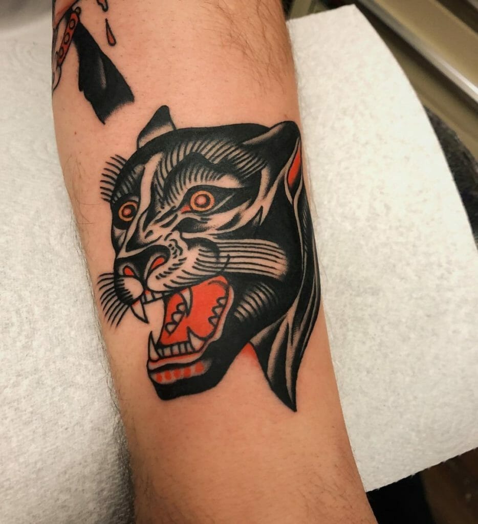 Traditional Panther Head Tattoo Design