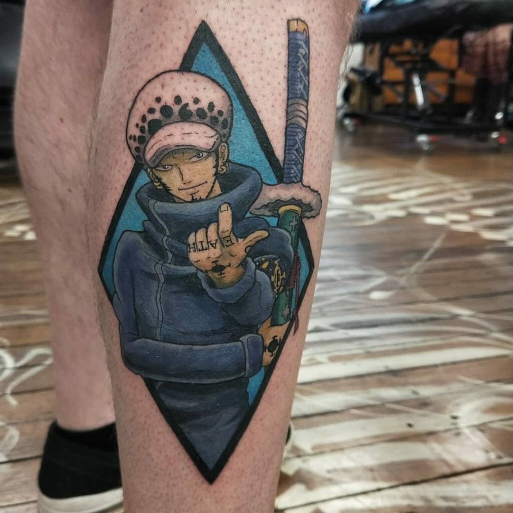 Trafalgar Law Tattoo One Piece Rhombic Frame Design