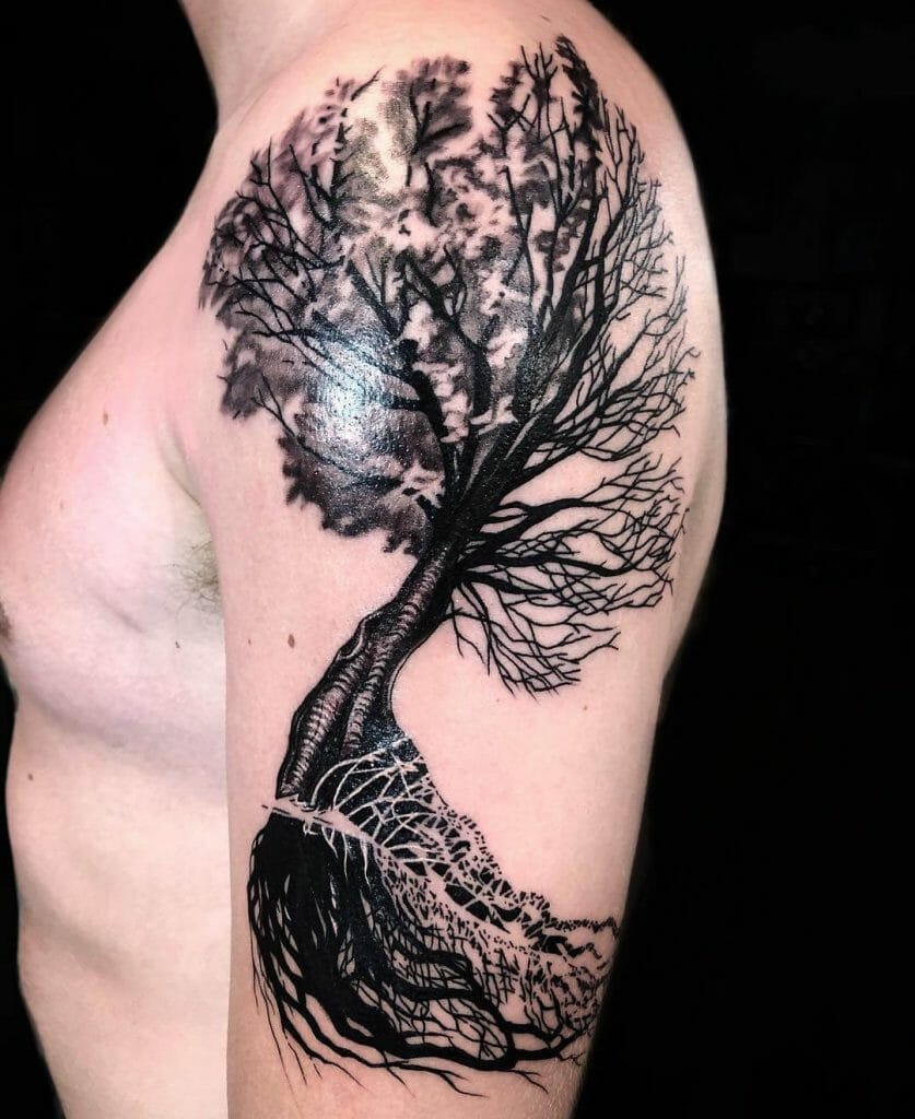 Tatuaje irlandés de media manga del árbol de la vida