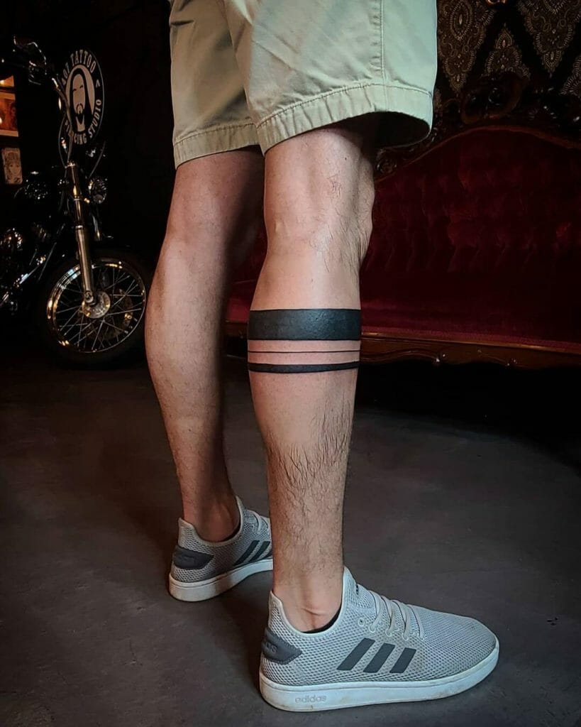 Tribal Band Tattoo On Leg