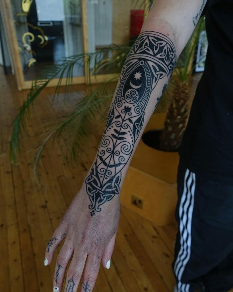 Tribal Forearm Sleeve Tattoo