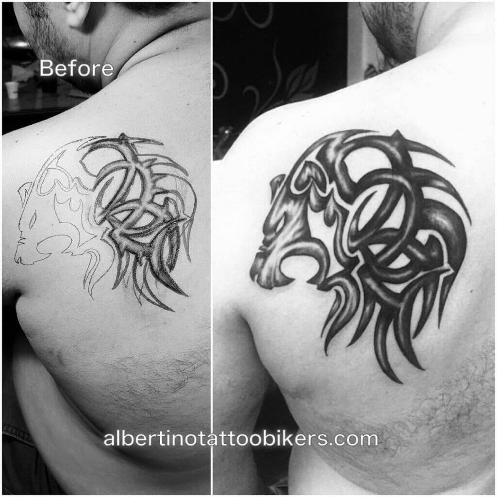 Tribal Lion Head Tattoo