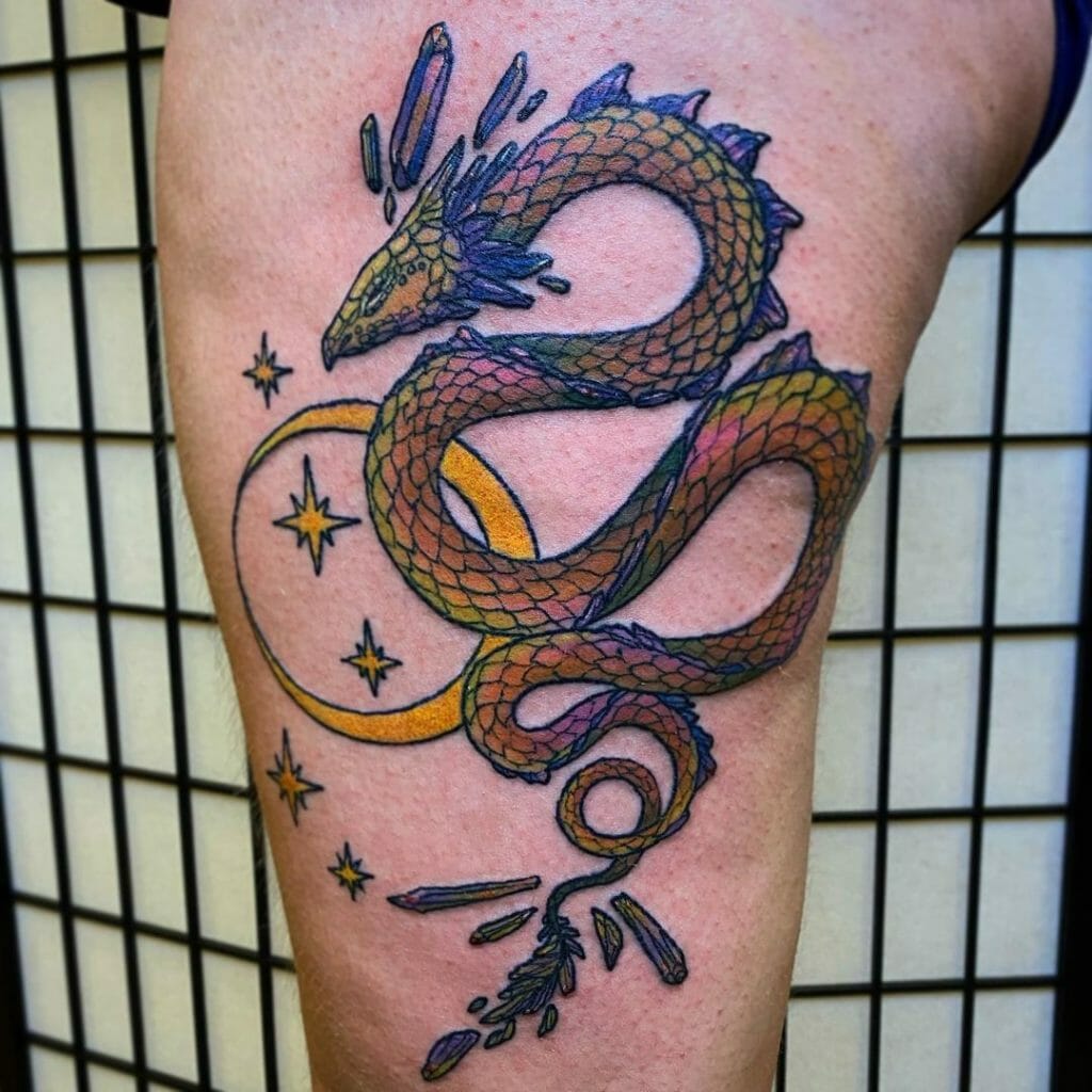 Seven vibrant color dragon tattoo