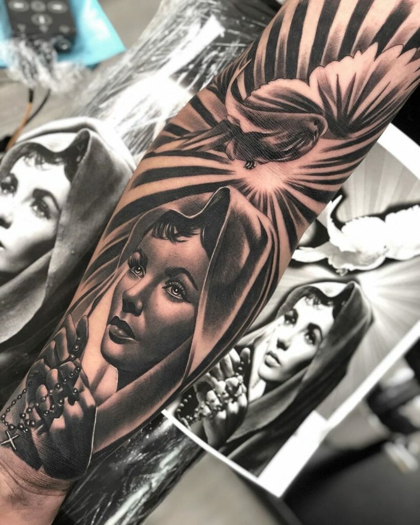 Virgin mary tattoo