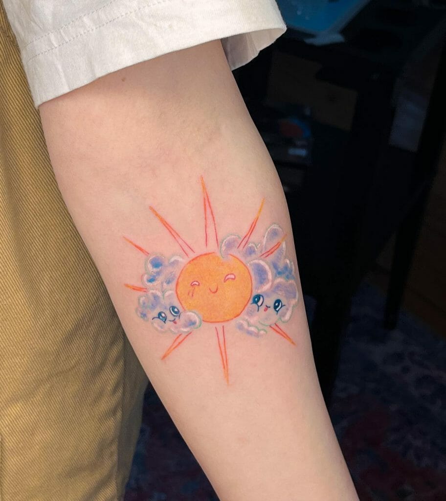 Tatuaje De Sol Pequeño En Acuarela