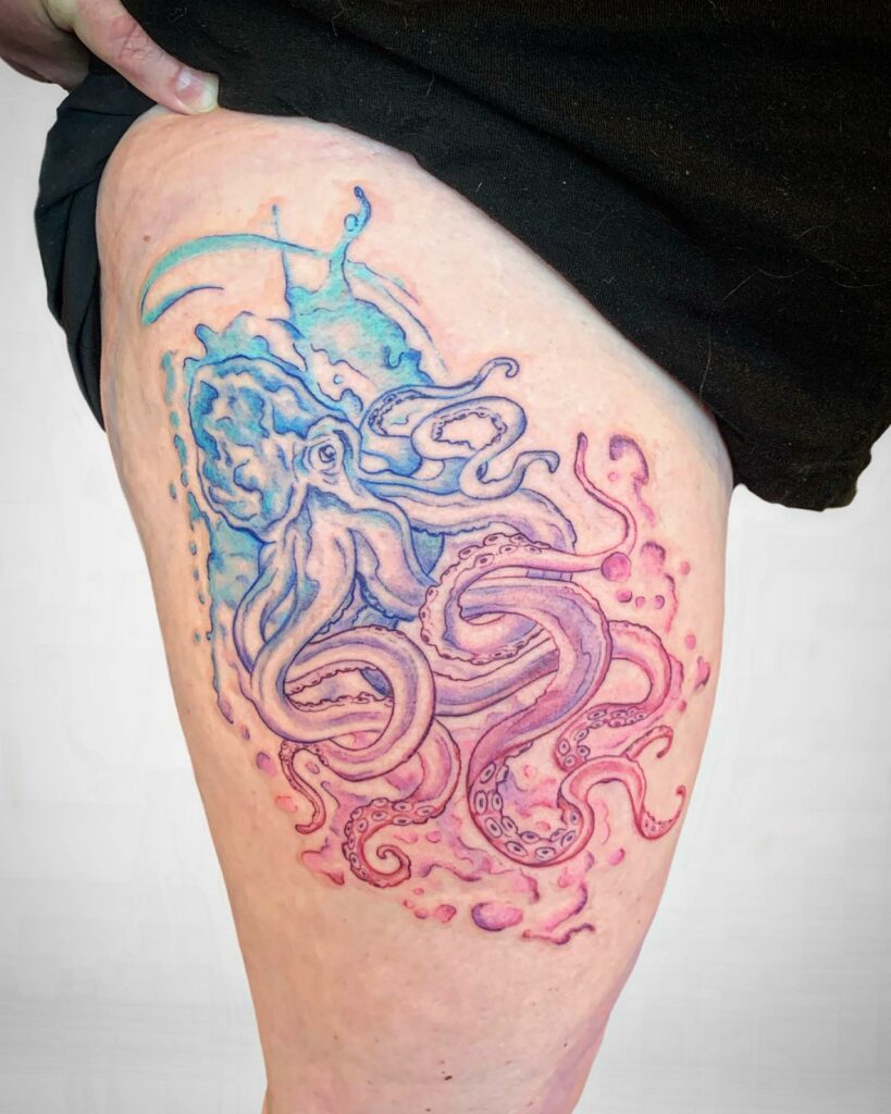 Watercolor Octopus Tattoo