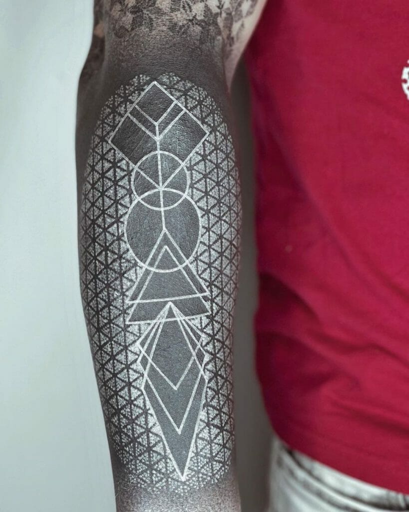 Black and white sleeve tattoo.