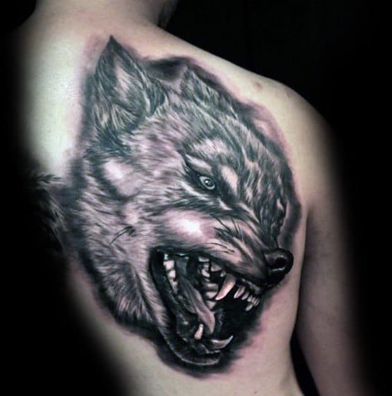 Aggressive Wolf Tattoo