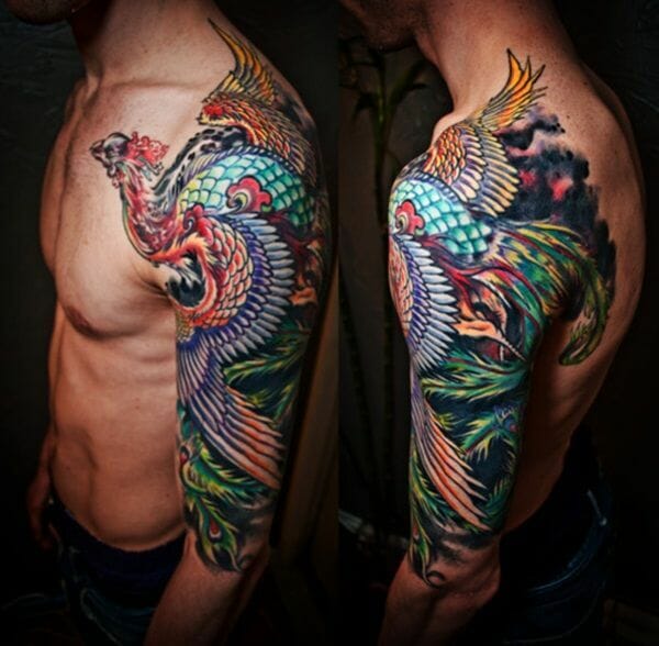 Colourful Phoenix Arm Tattoo