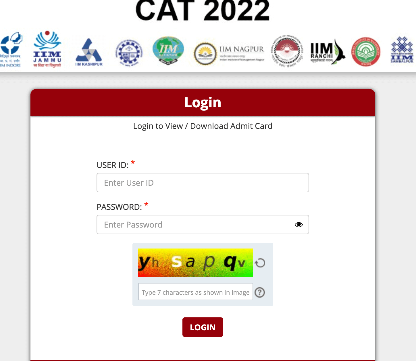 CAT Admit Card 2022