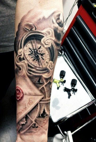 compass design tattoo for men Tattoo Ideas