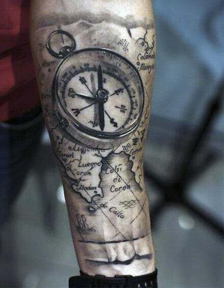 compass tattoo arm design