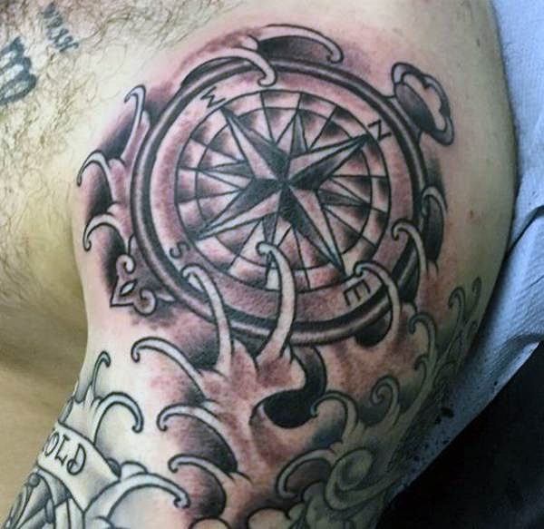 compass tattoo arm design