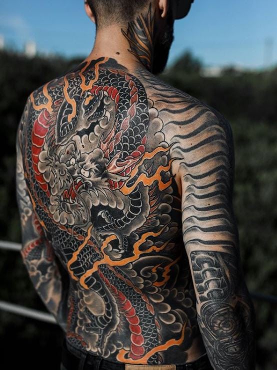 dragon sleeve tattoo