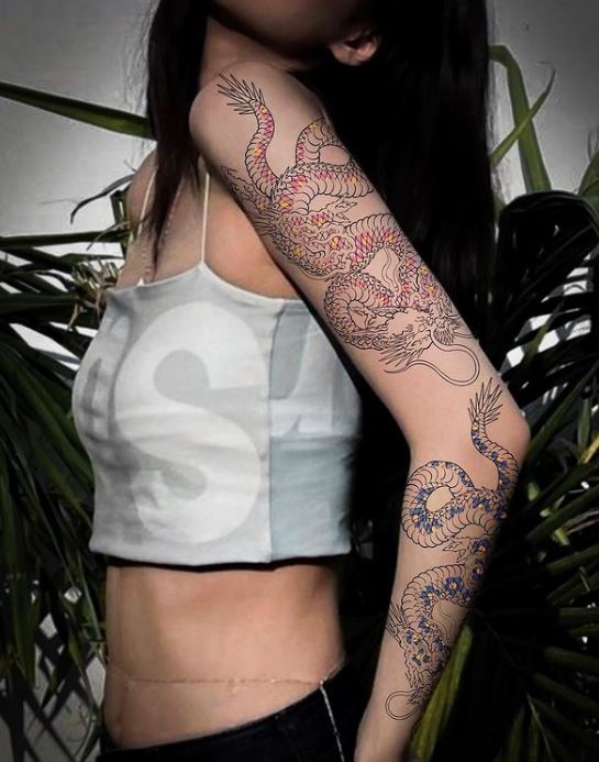 dragon sleeve tattoo