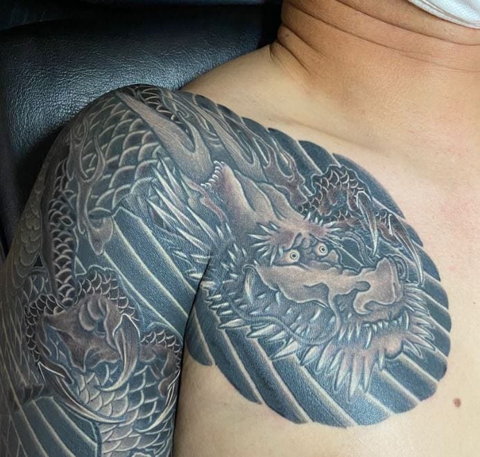 dragon sleeve tattoo